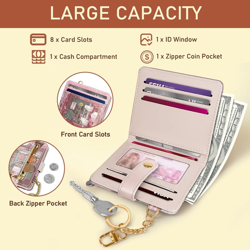 Jogjam Cute Kawaii White Cats Rfid Ladies Wallet, Small Credit Card Women Wallet, Japanese Dessert House PU Leather Bifold Cash Zipper Coin Pocket for Female - Image 4
